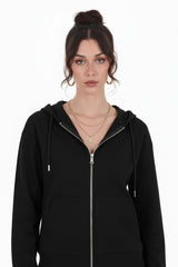 Sweatvest Met Capuchon En Ritssluiting — Zwart