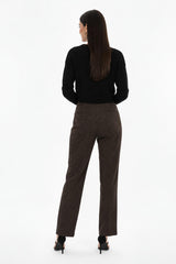 Woll‑Modal Palazzohose Mit Doppel‑Falte — Braun