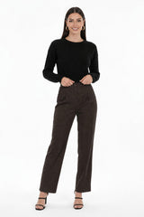 Woll‑Modal Palazzohose Mit Doppel‑Falte — Braun