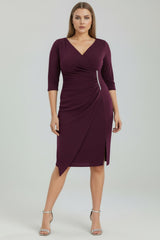Plus - Size Midi - Avondjurk In Paars Met Taille - Detail