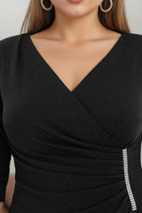 Plus - Size Midi Avondjurk Met Tailleaccent – Zwart