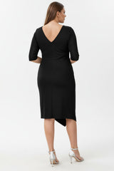 Plus - Size Midi Avondjurk Met Tailleaccent – Zwart