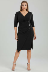 Plus - Size Midi Avondjurk Met Tailleaccent – Zwart