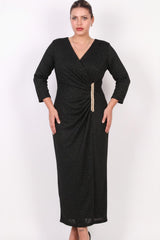 Langes Abendkleid Mit Taillendetail – Große Größen, Schwarz