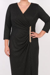 Langes Abendkleid Mit Taillendetail – Große Größen, Schwarz