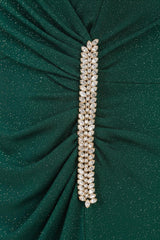 Plus - Size Long Evening Dress With Waist Embellishment — Green