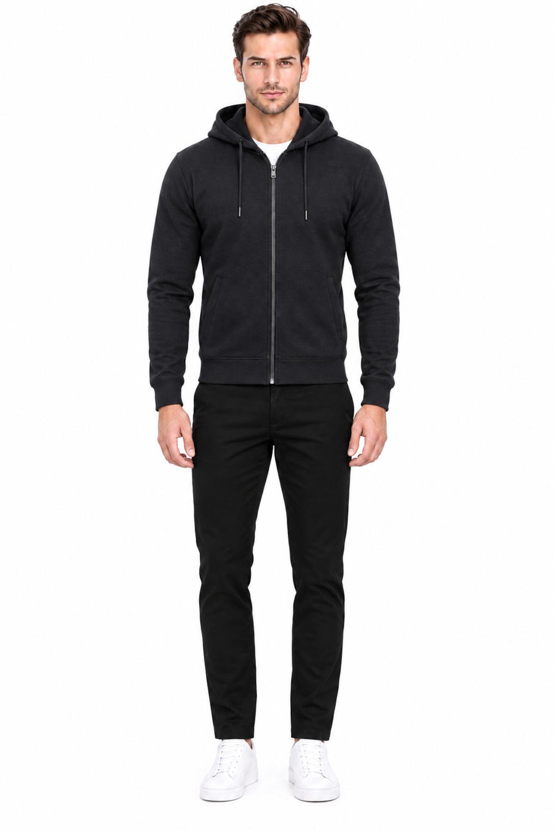 Herren Stoffhose, Moderner Schnitt – Schwarz