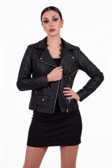 Veste Biker En Similicuir Zippée — Noir