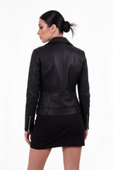 Veste Biker En Similicuir Zippée — Noir