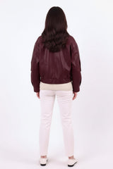 Veste En Simili Cuir Bordeaux À Taille Élastiquée