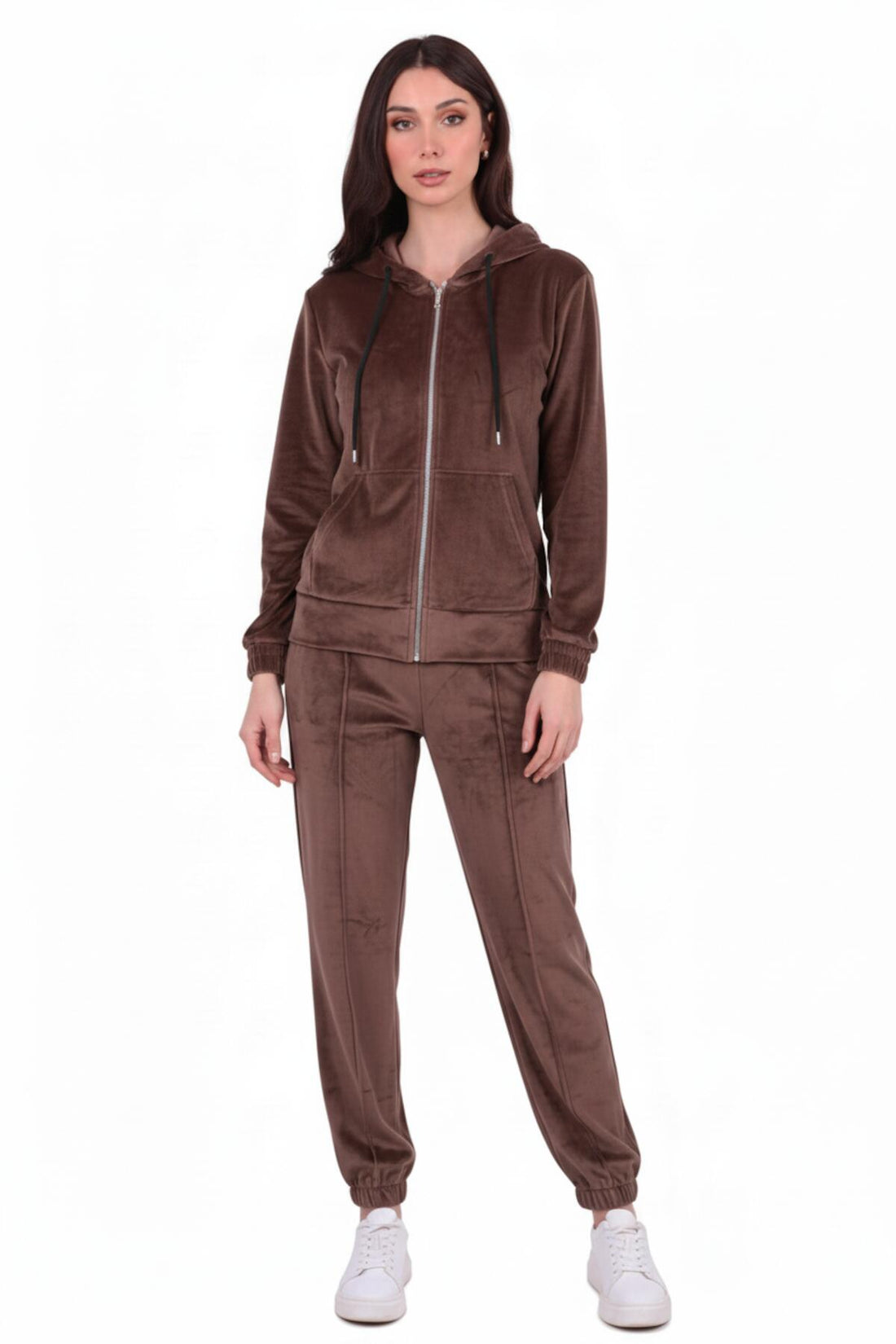 Ensemble Velours À Capuche - Marron