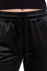 Schwarze Samt - Jogginghose Mit Geradem Bein