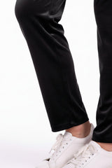 Schwarze Samt - Jogginghose Mit Geradem Bein