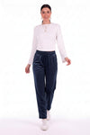Marineblaue Velours‑Jogginghose, Gerade Geschnitten