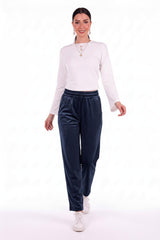 Marineblaue Velours‑Jogginghose, Gerade Geschnitten