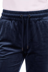 Marineblaue Velours‑Jogginghose, Gerade Geschnitten