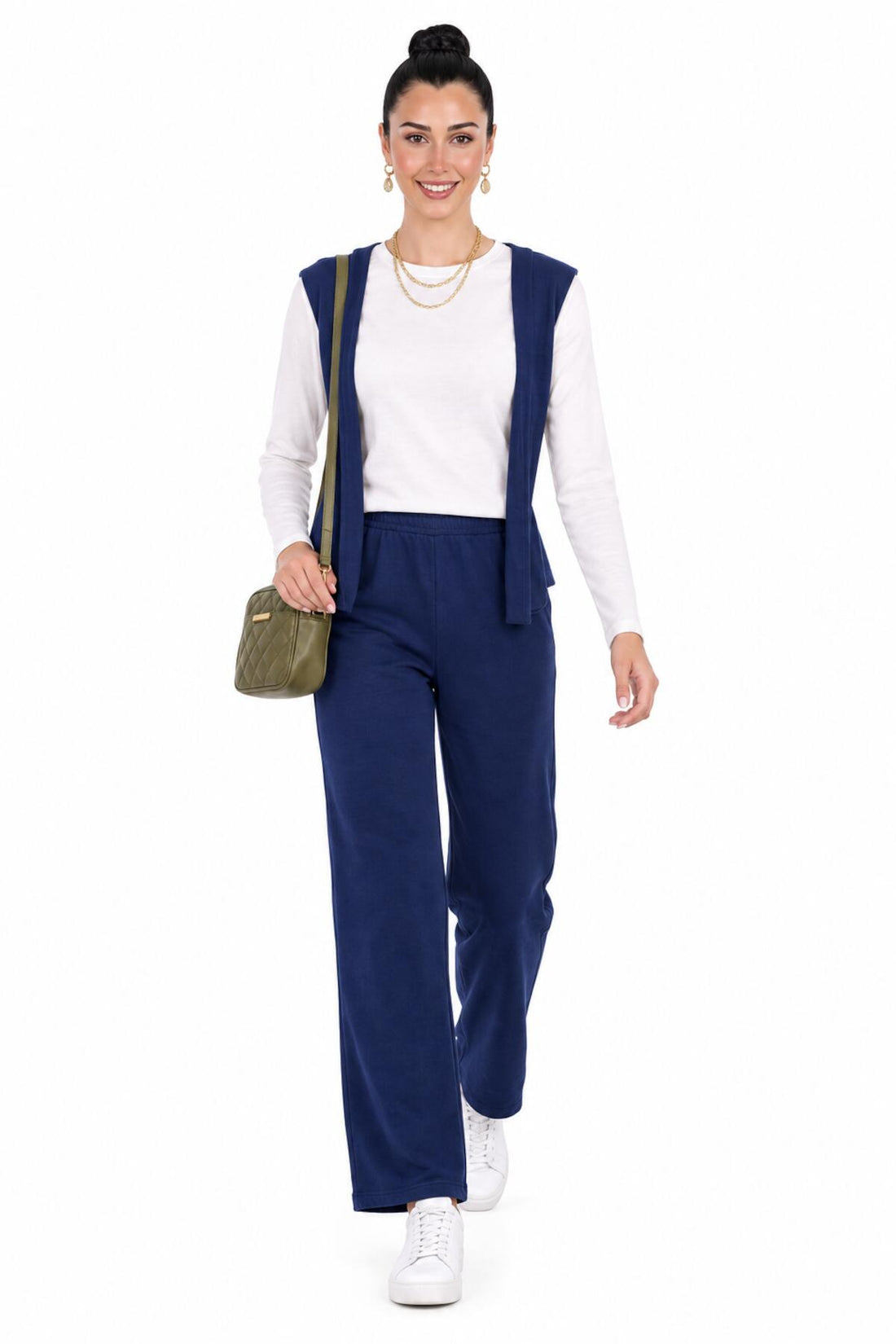Langarm - Set Mit Schal – Marineblau
