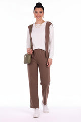 Set Mit Schal Und Langen Ärmeln — Taupe