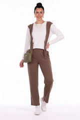 Set Mit Schal Und Langen Ärmeln — Taupe