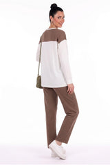 Set Mit Schal Und Langen Ärmeln — Taupe