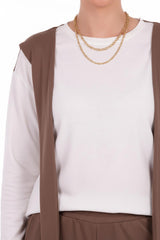 Set Mit Schal Und Langen Ärmeln — Taupe