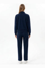V‑Stripe High‑Neck Two‑Piece Set, Navy