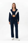 V‑Stripe High‑Neck Two‑Piece Set, Navy