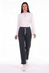 Side - Panel Joggers With Bow Detail — Charcoal