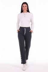 Side - Panel Joggers With Bow Detail — Charcoal