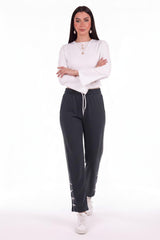 Side - Panel Joggers With Bow Detail — Charcoal