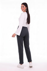 Side - Panel Joggers With Bow Detail — Charcoal