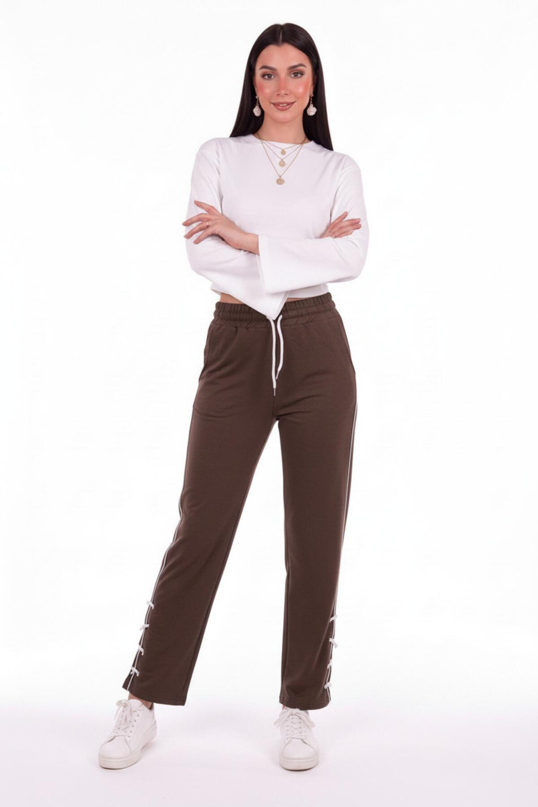 Arabiyeli Jogginghose Mit Schleifendetail – Hellbraun