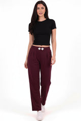 Jogging Taille Haute Brodé — Bordeaux