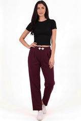 Jogging Taille Haute Brodé — Bordeaux