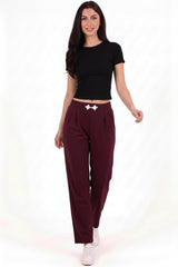 Jogging Taille Haute Brodé — Bordeaux