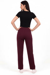 Jogging Taille Haute Brodé — Bordeaux