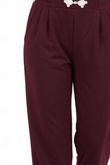 Jogging Taille Haute Brodé — Bordeaux