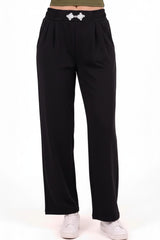 Jogging Taille Haute Brodé — Noir