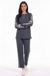 Sweat‑Set Mit Schleifen‑Details Und Streifen – Anthrazit