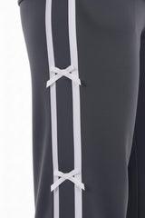 Bow‑Trim Tracksuit Set — Charcoal