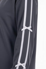 Bow‑Trim Tracksuit Set — Charcoal