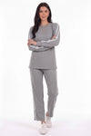 Sweat - Set Mit Schleifen - Detail Und Streifen – Grau