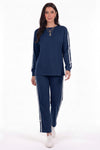 Marineblauer Trainingsset Mit Schleifen - Und Streifendetails