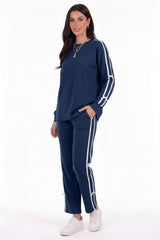 Ensemble Jogging Marine Avec Nœud Et Bandes