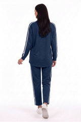 Ensemble Jogging Marine Avec Nœud Et Bandes