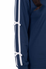 Ensemble Jogging Marine Avec Nœud Et Bandes