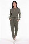 Sweat - Set Mit Schleifen - Detail Und Streifen — Khaki