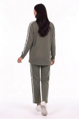 Ensemble Sweat Rayé Avec Nœud — Kaki