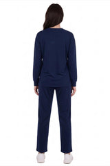 Women's Bear - Embroidered Piped Tracksuit — Navy