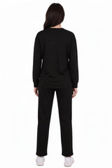 Women's Bear - Embroidered Piped Tracksuit — Black